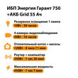 ИБП для котла Энергия Гарант 750 + Аккумулятор Grid 55 Ah 12 v (450Вт - 67мин) - ИБП и АКБ - ИБП для котлов - магазин электрооборудования amperomvolt.ru